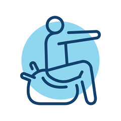 Training on the ball sign olor line icon. Physiotherapy.