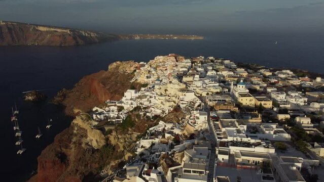 Oia Santorini Aerial View, Cyclades Island in Aegean Sea, Greece