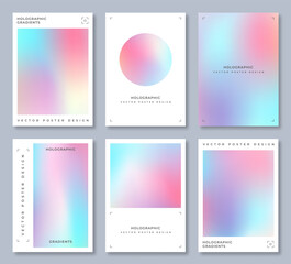Abstract Holographic Gradient Poster Background Design Set