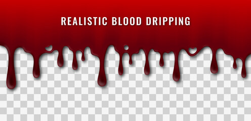 Realistic Blood Dripping On Transparent Background