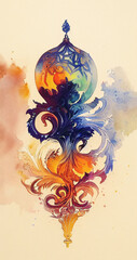 beautiful multicolored ornamental watercolor background.