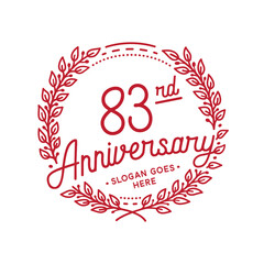 83 years anniversary design template. 83nd anniversary celebration hand drawn logotype. Vector illustration.