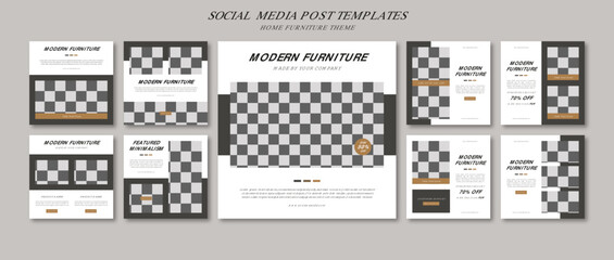 Social Media Posts Collection For Home Furniture With Simple Minimalist Design