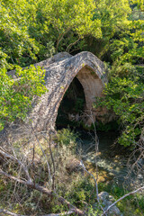 Atsicholou stone bridge over Lousios river near Karytaina, Arcadia, Greece