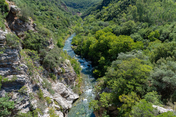 Fototapeta na wymiar Alfeios river view from Koukos bridge, Arcadia, Greece