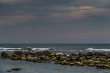 Rainy sunset on a seashore