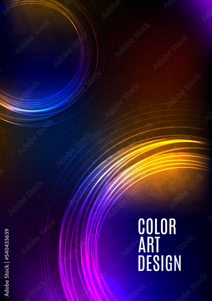 Poster overlapping circular lines, primitive composition. vector geometric minimal abstract background for 