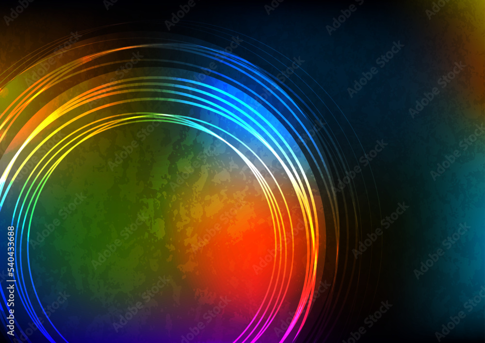 Poster Overlapping circular lines, primitive composition. Vector geometric minimal abstract background for banner, background, landing page.