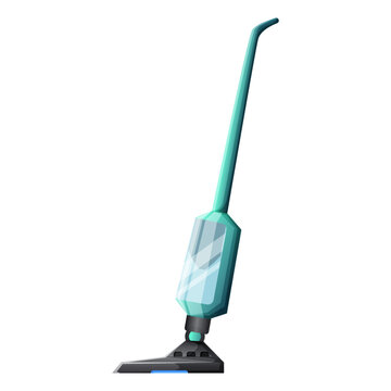 Manual vacuum cleaner device isolated on white background. House hold electronic appliance. Duster domestic tool for cleaning floor. Collection realistic mockups home appliances. Vector illustration