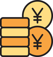 Fototapeta premium pile of yuan money coins icon