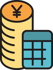 yuan money coins and calculator icon