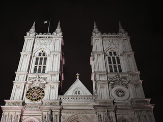 Westminster Abbey church at night in London