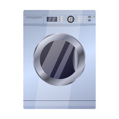 Laundry washing machine isolated on white background. House hold laundromat appliance. Design, image of domestic cleaning technology. Collection realistic mockups home appliances. Vector illustration