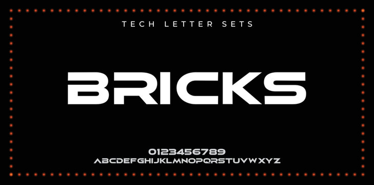 BRICKS special and original font letter design. modern tech vector logo typeface for company.