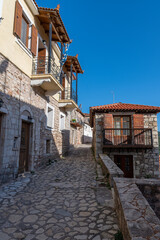 Dimitsana village paved alleys in Arcadia, Greece