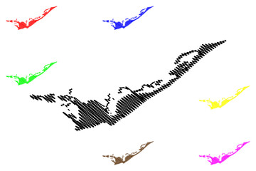 Cayo Largo del Sur island (Republic of Cuba, Cenrtal America, Caribbean islands) map vector illustration, scribble sketch map