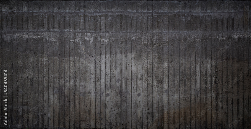 Poster front view of messy and dirty dark gray concrete wall. high resolution full frame textured backgroun