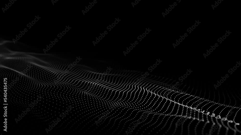 Poster digital technology black wave. dark cyberspace with motion dots. futuristic digital background artif