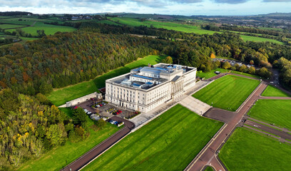 Fototapeta na wymiar Aerial Photo of Stormont Parliament Buildings home of The Northern Ireland Assembly Dundonald Belfast Co Down Northern Ireland 23-10-22