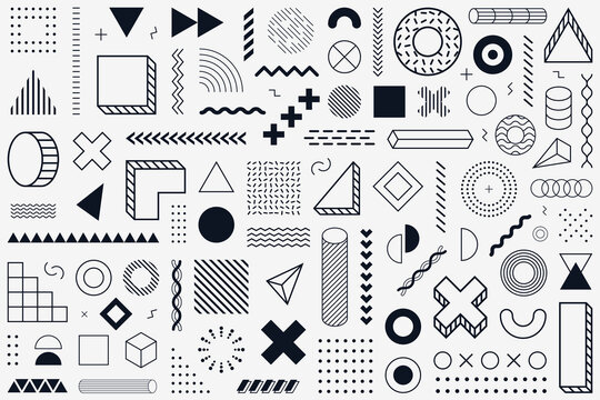 Set Of Geometric Memphis Elements Collection