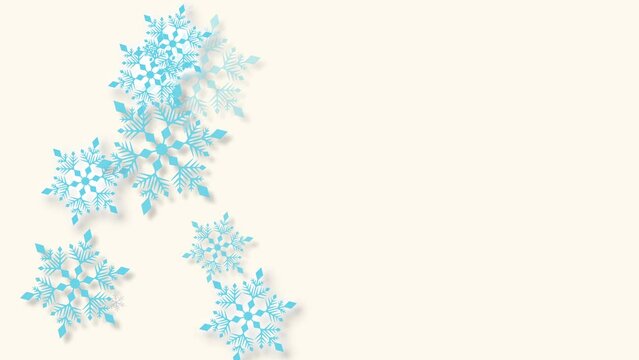 クリスマス 雪の結晶 ライトスカイブルー 左 大 雪が降る 【背景 オフホワイト】