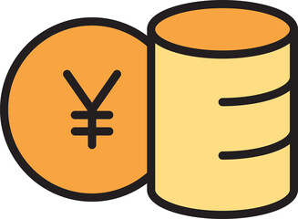 pile of yuan coins icon illustration