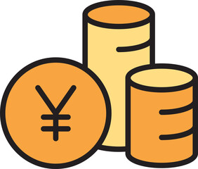 pile of yuan coins icon illustration