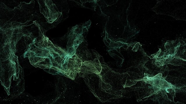 Green energy plasma spread around abstract background with 3d rendering.