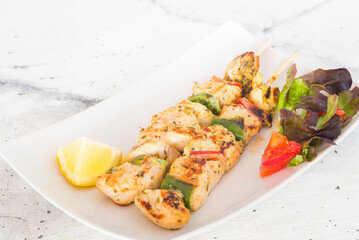 Skewer of turkey  with pepper