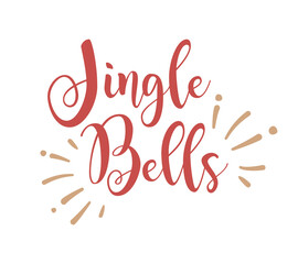 Jingle bells hand lettering holiday inscription to christmas and new year celebration, calligraphy
