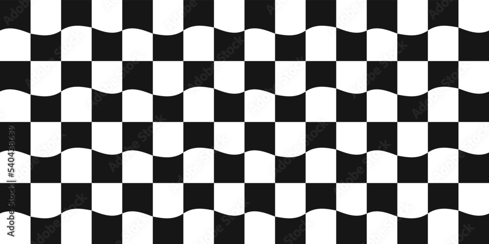 Poster 
Checkerboard pattern of straight and wavy lines. Alternating cells and checkered cell shapes. Print and seamless surfaces, design decoration.