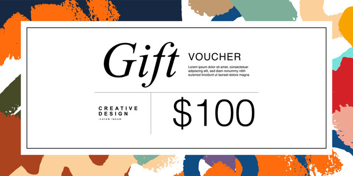 Abstract gift card template design. Trendy minimalist voucher print design