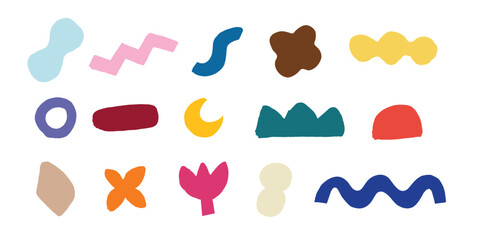 Set of simple and cute trendy aesthetic shape for design element and ornament. natural abstract shape in random design style
