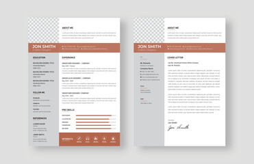 Clean and professional resume or cv template with cover letter