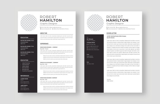 Job application resume template with cover letter design