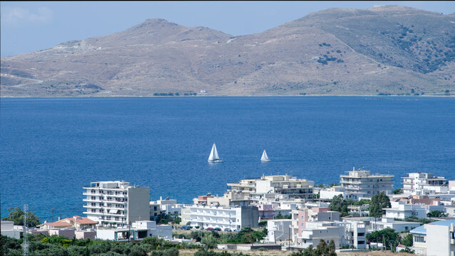 The town of Karystos. A touristic place for Summer vacation in  Evia island.Greece