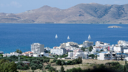 Fototapeta na wymiar The town of Karystos. A touristic place for Summer vacation in Evia island.Greece