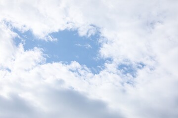 Picturesque view of beautiful blue sky with fluffy clouds