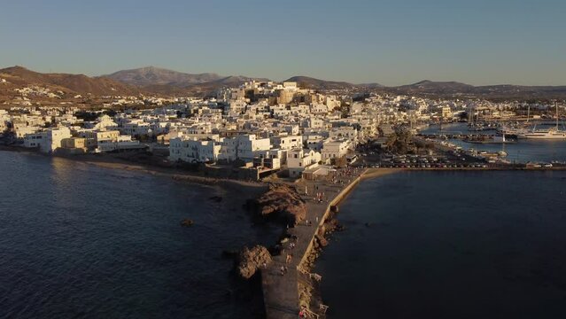 Naxos Chora Aerial View, Cyclades Island in Aegean Sea, Greece