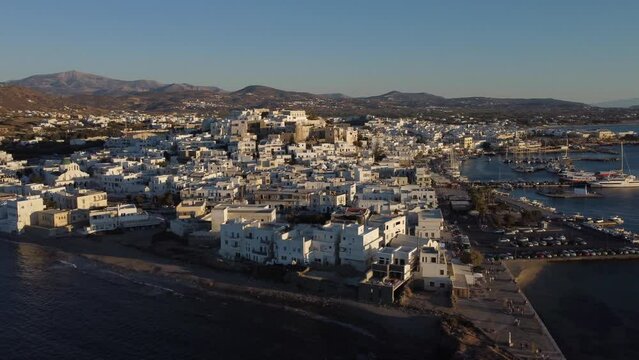 Naxos Chora Aerial View, Cyclades Island in Aegean Sea, Greece