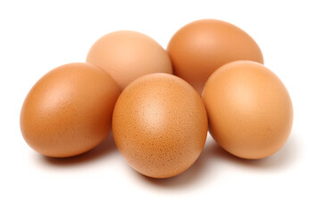 brown eggs on white background