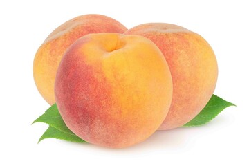 Peaches on an isolated white background.