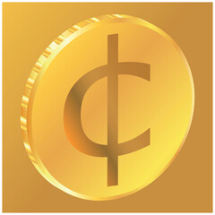 3D money cent coin icon, illustration vector. suitable for many purposes.