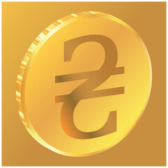 3D money hryvnia coin icon, vector illustration. suitable for many purposes. UAH