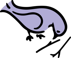 小枝を集めて巣を作る鳩。アイソメトリック図。