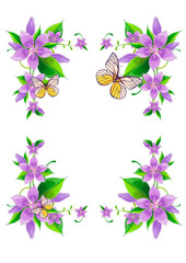 Fototapeta na wymiar set of flowers and butterflies