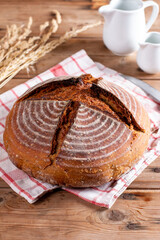Delicious mixed rye bread, also called gray bread. Unleavened bread