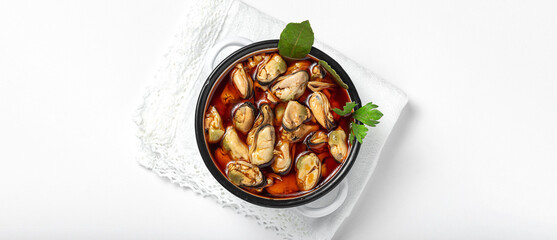 Homemade Canned Pickled Mussels snack