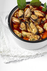 Homemade Canned Pickled Mussels snack