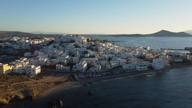 Naxos Chora Aerial View, Cyclades Island in Aegean Sea, Greece